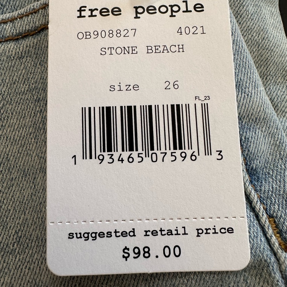 Free People- We The Free Mardi High Rise, Raw Hem, Skinny Jeans- Stone Beach - Picture 7 of 12